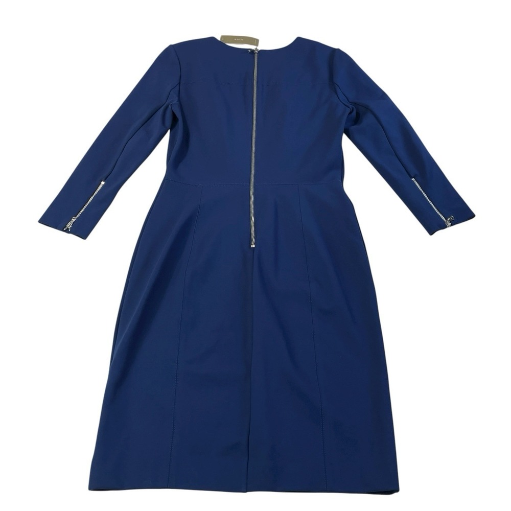 J.Crew Midnight Blue Structured Sheath Dress Size 2 Zip Back Work Chic NWT - Picture 2 of 11